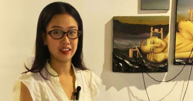 graciella fernaldi, salah satu seniman muda, pamerkan lukisan Lehowo dan In Between di Thrive-Creative in Bloom